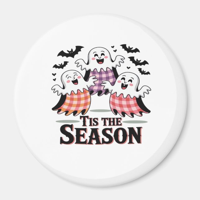 Aimant C'est la saison à carreaux Halloween (Devant)