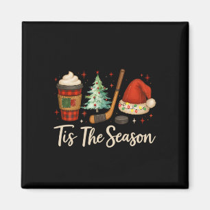 Aimant C'est la saison de hockey Café Noël arbre hockey s