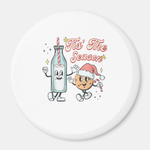 Aimant C'est la saison de Noël rétro lait et cookie