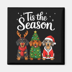 Aimant C'est la saison teckel de Noël Santa Weiner Do