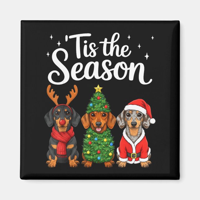 Aimant C'est la saison teckel de Noël Santa Weiner Do (Devant)