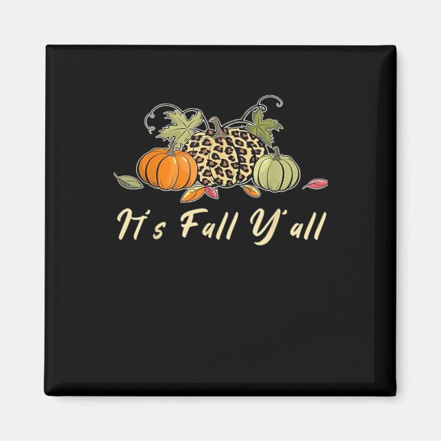 Aimant C'est l'automne, tous heureux style de citrouille  (Devant)