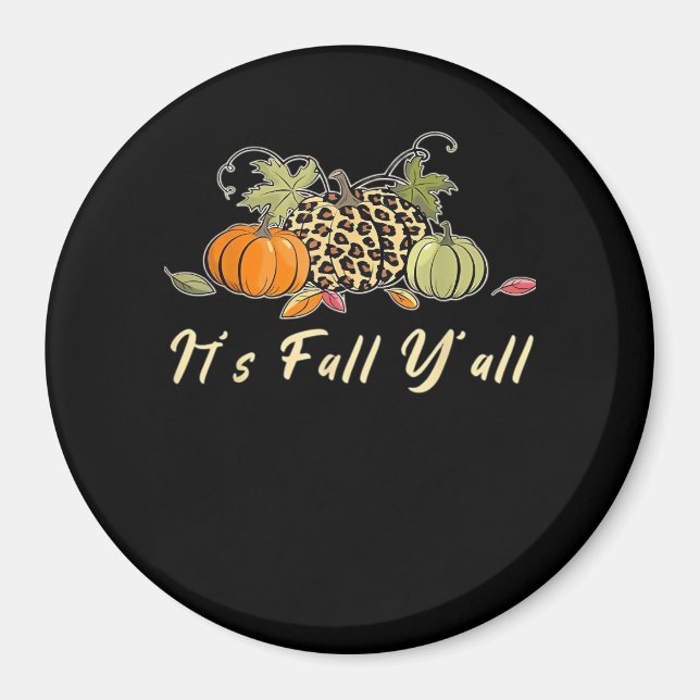 Aimant C'est l'automne, tous ! Joyeux style de citrouille (Devant)