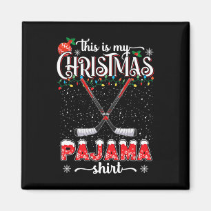 Aimant C'est ma chemise de pyjama de Noël drôle de hockey