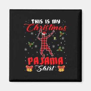 Aimant C'est ma chemise de pyjama de Noël Santa à carreau