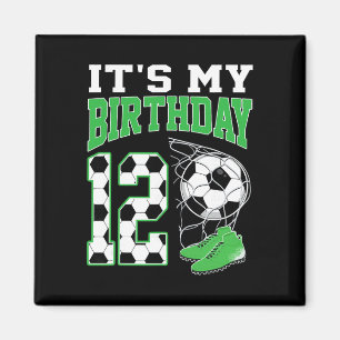 Aimant C'est ma fête d'anniversaire de football de 12 ans