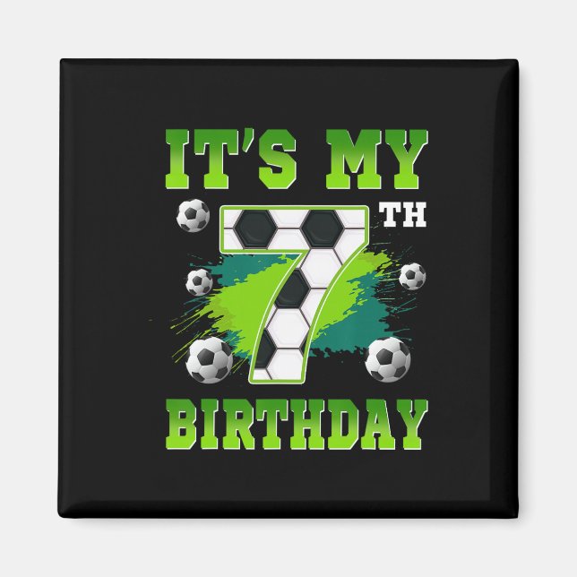 Aimant C'est ma fête de soccer d'anniversaire de 7 ans ga (Devant)