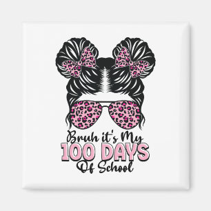 Aimant C'est mes 100 jours d'école chignon désordonné élè