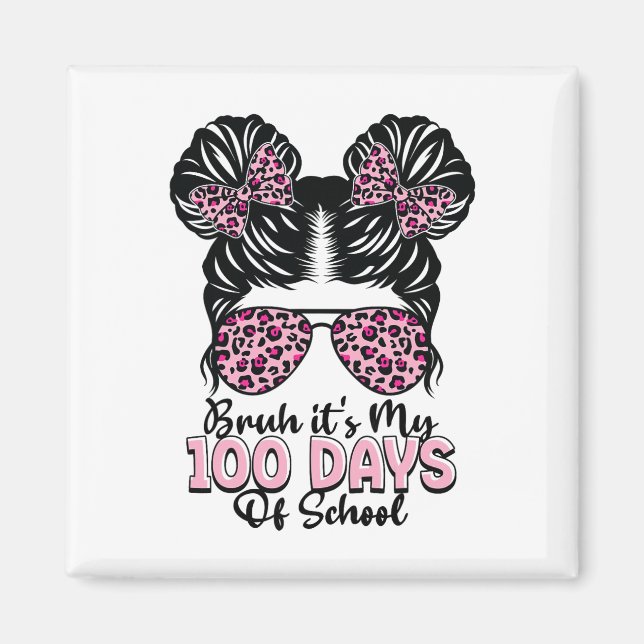 Aimant C'est mes 100 jours d'école chignon désordonné élè (Devant)