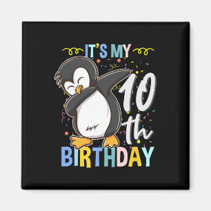 Aimant C'est mon 10e anniversaire Dabbing Penguin
