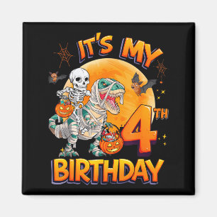 Aimant C'est mon 4ème anniversaire Dinosaur Skeleton Mumm