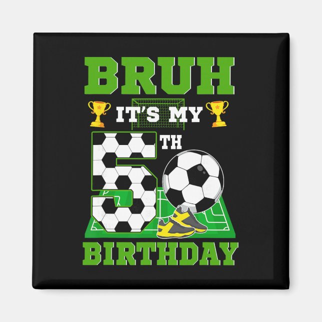Aimant C'est mon 5ème anniversaire garçon thème de foot  (Devant)