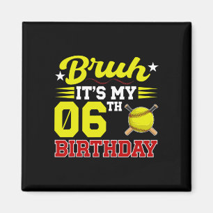 Aimant C'est mon 6ème anniversaire, joueur de softball de