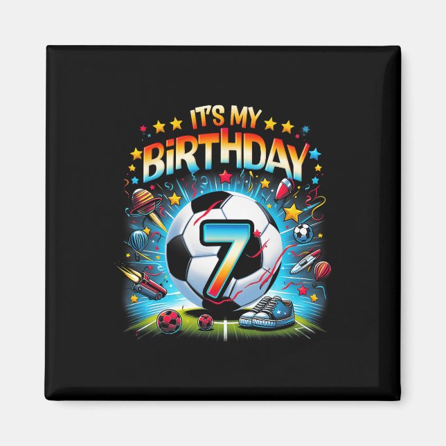 Aimant C'est mon 7e anniversaire garçons football 7 ans (Devant)