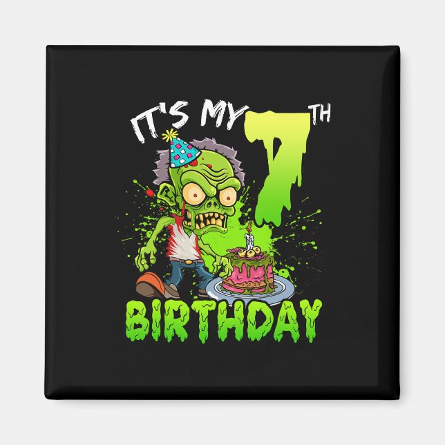 Aimant C'est mon 7e anniversaire Zombie Lover 7 ans Garço (Devant)