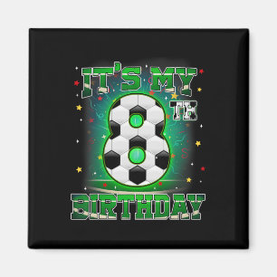 Aimant C'est mon 8e anniversaire de football pour garçons