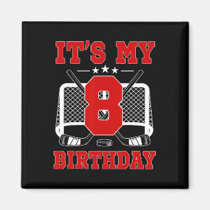 Aimant C'est mon 8e anniversaire Thème de hockey sur glac