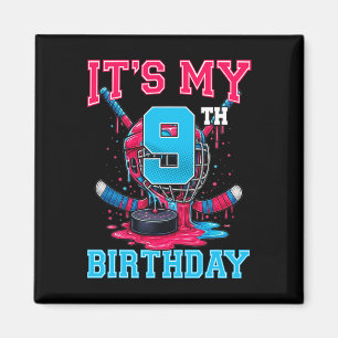 Aimant C'est mon 9e anniversaire Hockey 9 ans Crème glacé