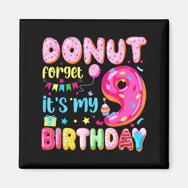 Aimant C'est mon 9e anniversaire N'oublie pas Pun Anniver (Devant)