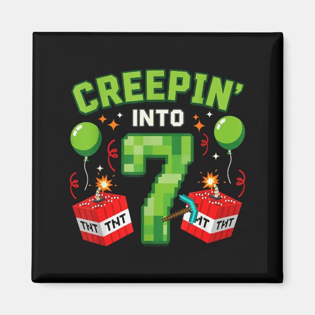 Aimant C'est mon anniversaire de 7 ans garçon joueur Cree (Devant)