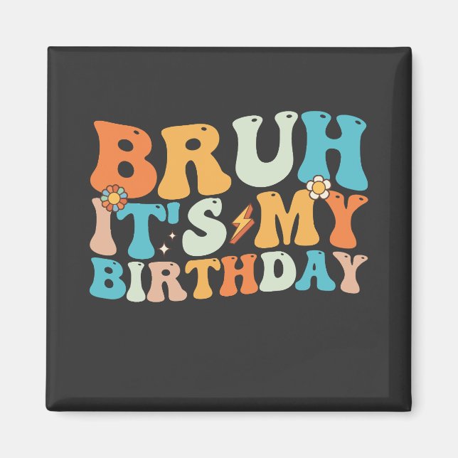 Aimant C'est mon anniversaire groovy rétro (Devant)