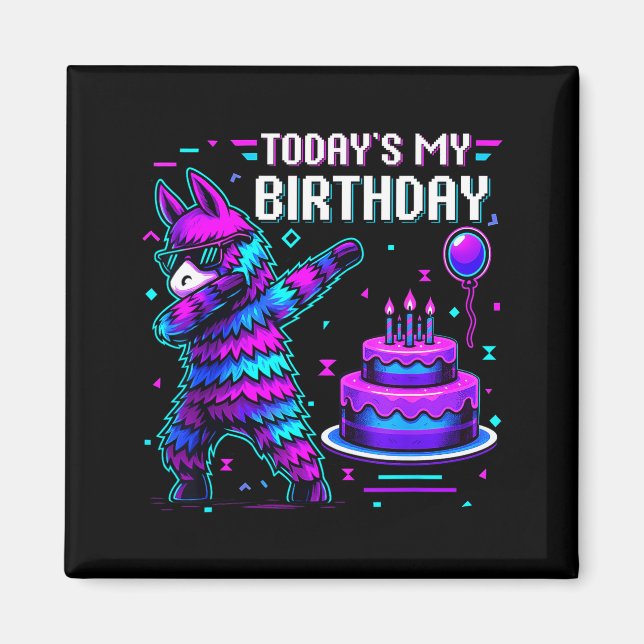 Aimant C'est Mon Anniversaire Lama Piñata Fête D'annivers (Devant)
