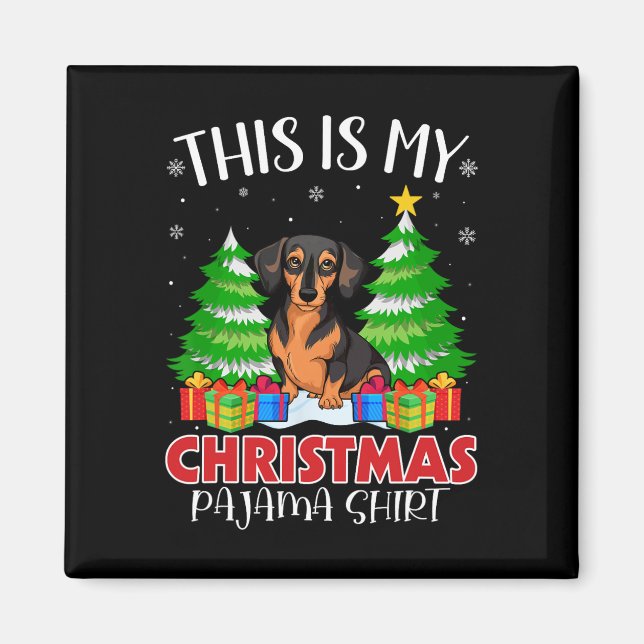 Aimant C'Est Mon Chien Miniature Pinscher Pajama De Noël (Devant)