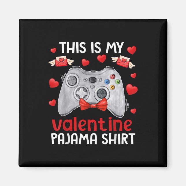 Aimant C'est mon pyjama de la Saint-Valentin pour joueur  (Devant)