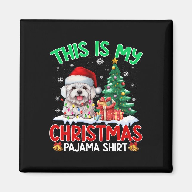 Aimant C'Est Mon Pyjama De Noël Amoureux de les chiens Ma (Devant)