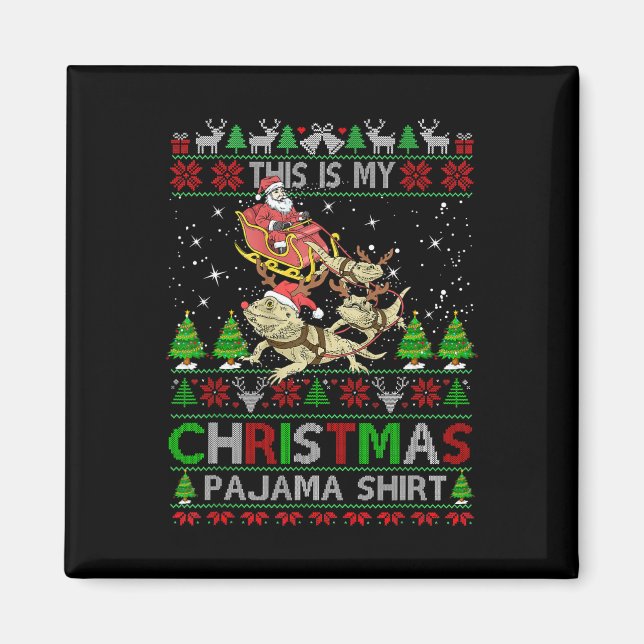 Aimant C'est mon pyjama de Noël Bearded Dragon S (Devant)