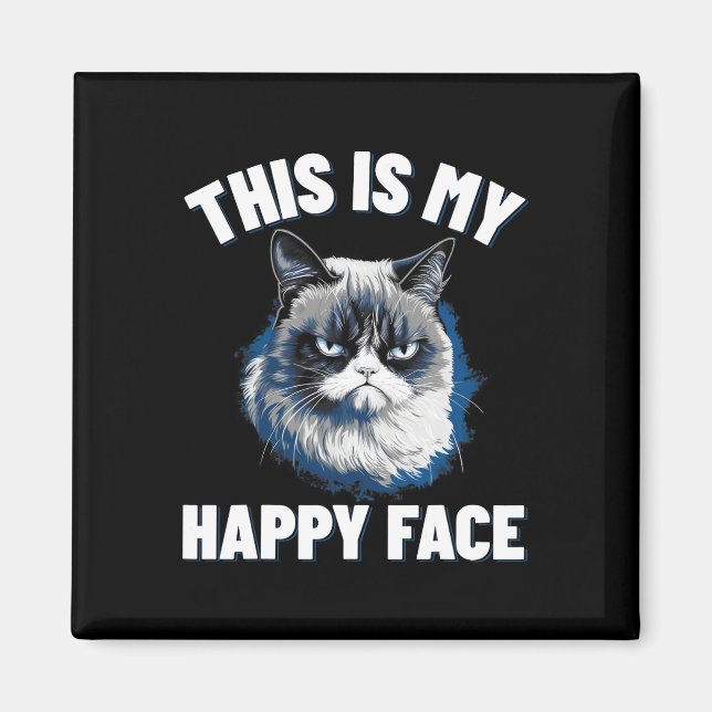 Aimant C'Est Mon Visage Heureux - Chat Drôle Avec Le Visa (Devant)