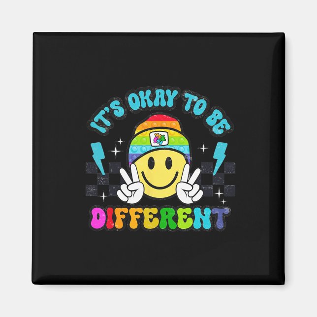 Aimant C'est Okay D'être Différent Visage Souriant Puzzle (Devant)