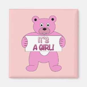 Aimant C'est une fille rose ours