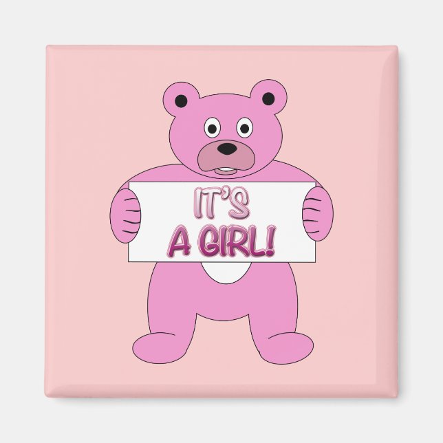Aimant C'est une fille rose ours (Devant)