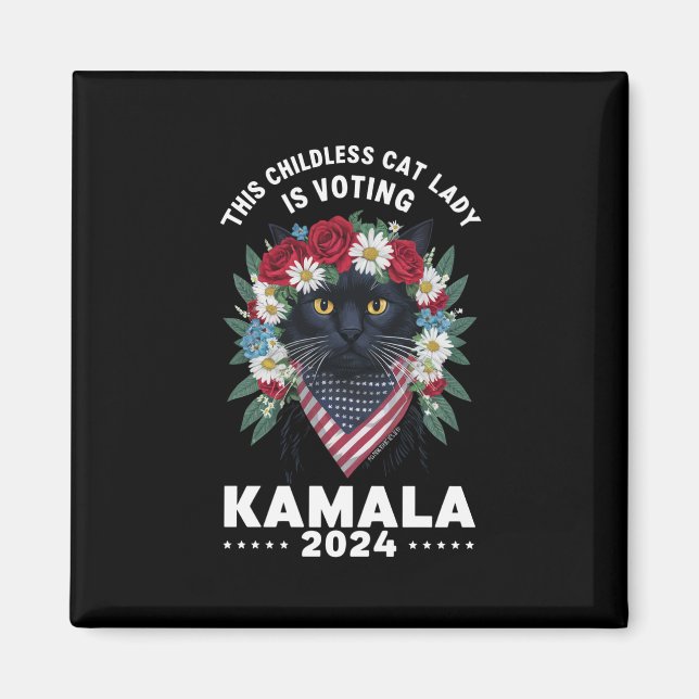 Aimant Cette Femme-Chat Sans Enfant Vote Kamala (Devant)