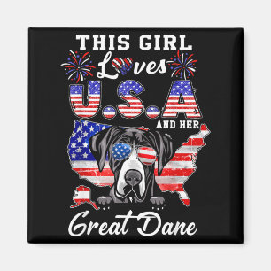 Aimant Cette Fille Aime les États-Unis et le Grand Danois