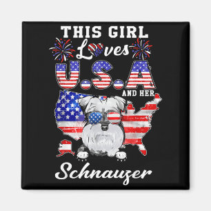 Aimant Cette fille aime les États-Unis et le Schnauzer du