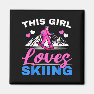 Aimant Cette Fille Aime Skier Skier Ski Hiver Sport Neige
