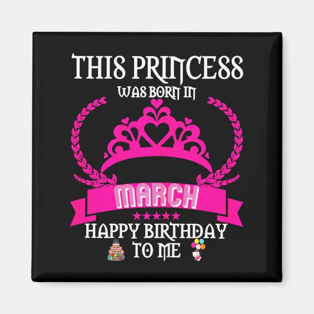 Aimant Cette princesse est née en mars drôle mar annivers (Devant)