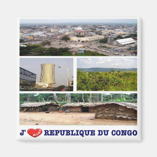 Aimant CG République du Congo - I Love - Collage Mosaic