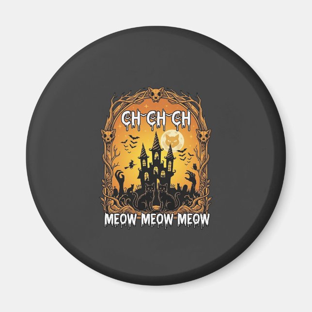 Aimant Ch Meow Château Hanté Halloween_1 (Devant)