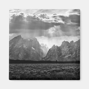 Aimant Chaîne de montagne grande de Teton en noir et