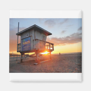 Aimant Chaise de garde-vie Redondo Beach Sunset 01