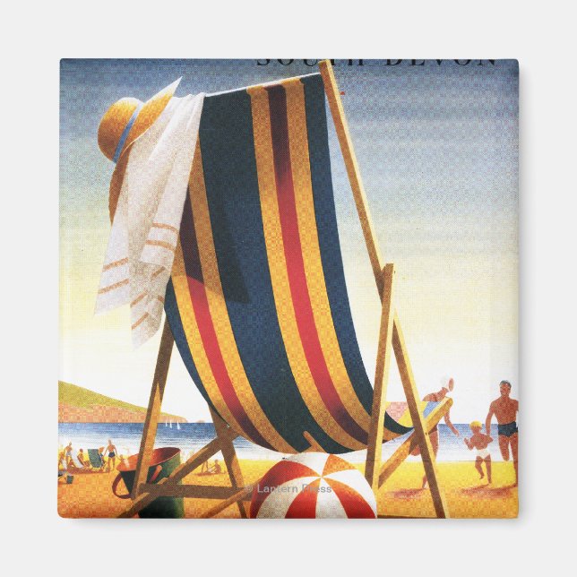 Aimant Chaise de plage et affiche de balle de British Rai (Devant)