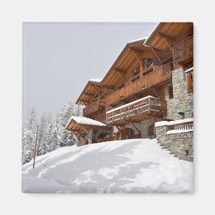 Aimant chalet de station de ski