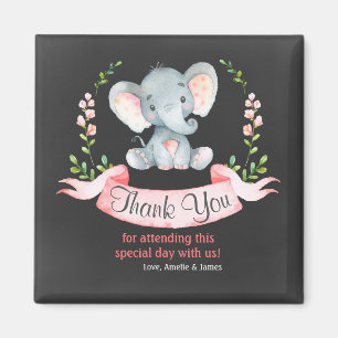 Aimant Chalkboard Aquarelle Elephant Girl Merci
