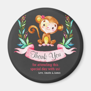 Aimant Chalkboard Aquarelle Singe Fille Merci