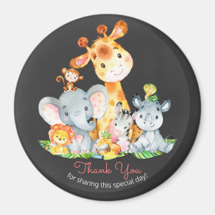 Aimant Chalkboard Watercol Cute Jungle Animaux Merci