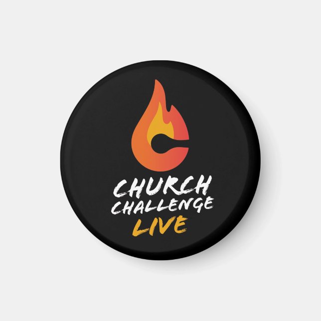 Aimant CHALLENGE DE L'ÉGLISE LIVE Orange Flamé C Noir (Devant)