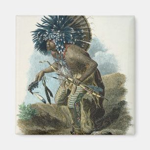Aimant Chaman de la tribu de Mandan dans le costume de